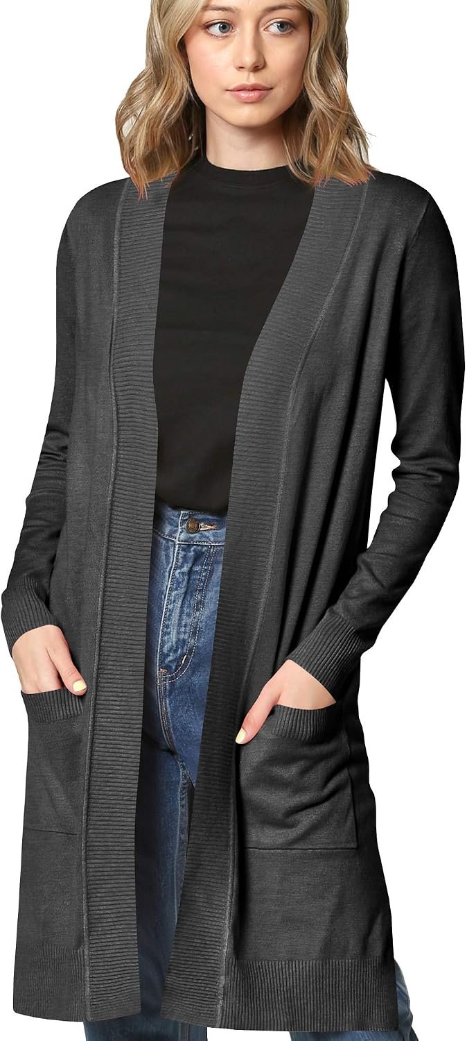 MBJ WSK926 Women Open Front Knit Cardigan L DARK_PINK