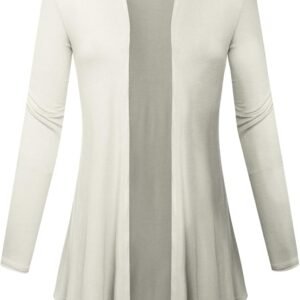 BIADANI Women Open Front Lightweight Cardigan Ivory XX-Large