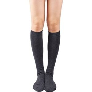 10STAR11 Women's Premium Comfortable Solid Sporty Knee High Socks GRAY,O