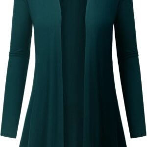 BILY Women's Open Front Drape Hem Lightweight Cardigan With Pockets Teal X-Large