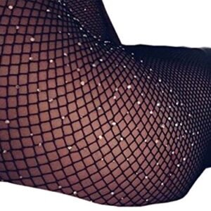 L&ZZ Women’s Sexy High Waist Tight Sparkle Rhinestone Fishnet Stockings Pantyhose
