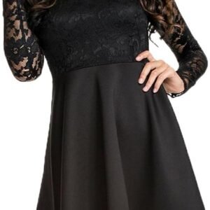 NuoReel Women’s Lace Bodice Skater Dress Medium Size Black