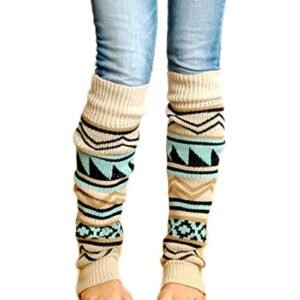 VIGVOG Women Boho Knitted Boot Gaiters Long Leg WarmerBeige