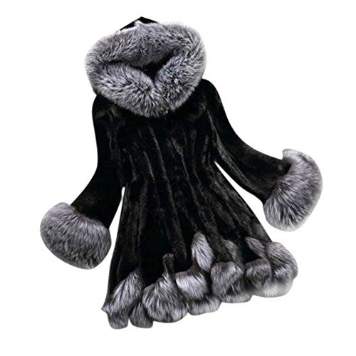 Froomer Women’s Hooded Faux Fur Front Opening Long Sleeve Winter Coat