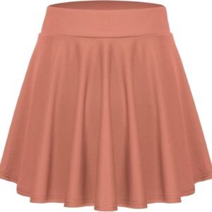 ACEVOG Women's Stretch Waist Flared A-Line Casual Mini Skater Skirt 15 Colors Pink