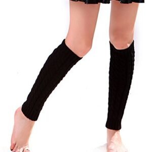 Super Z Outlet Women's Cable Knit Leg Warmers Knitted Crochet Long Socks, Black OSFM
