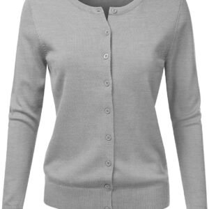NINEXIS Womens Basic V-Neck Long Sleeve Button Down Cardigan ORANGE L