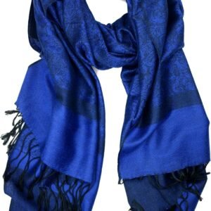 Plum Feathers Tapestry Ethnic Paisley Pattern Pashmina Scarf (Turquoise Ethnic Paisley)