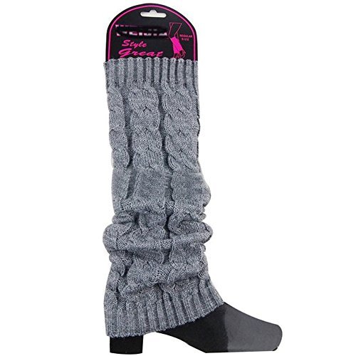 Senchanting Women Lady Fashion Knee High Leg Socks Banket Winter Knit Crochet Warmer Legging- Gray