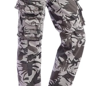 Chouyatou Women's Casual Camouflage Multi Pockets Cargo Pants (X-Large, Khaki)